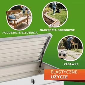 Metalowa skrzynia ogrodowa METALBOX, 385L, 120×62×63cm, szara Gardebruk