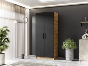 Szafa dwudrzwiowa GOLD 2D 78 dąb craft złoty + czarny