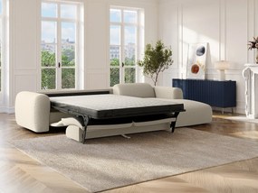 Kanapa narożna duża prawa z ekspresowym mechanizmem w tkanym beżowym melanżu POGNI