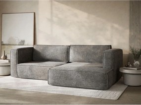 Szary rozkładany/ze schowkiem narożnik z tkaniny szenilowej (prawostronny/z szezlongiem) Velto – Maison de Rêve