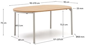 Okrągły rozkładany stół z blatem w dekorze dębu ø 90 cm Montuiri – Kave Home