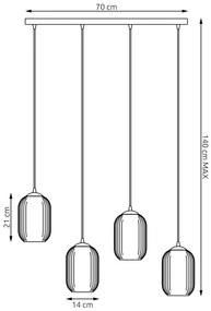 Nowoczesna lampa z czterema szklanymi kloszami - D164 Onelix 3X