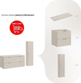 Zestaw mebli łazienkowych Adel 043 - szafka 120 cm pod umywalki nablatowe i słupek, kaszmir