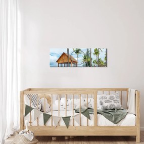Obraz - Plaża (z zegarem) (90x30 cm)