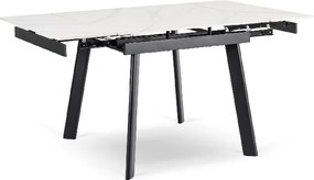 Stół Rozkładany Kwadratowy LARES 90-150 cm Ceramiczny Biały Marmur/Czarny Nowoczesny
