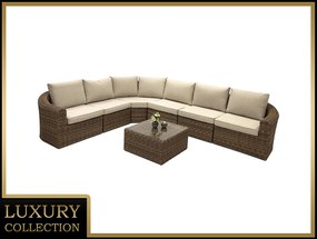 Rattanowy zestaw narożny modułowy BORNEO LUXURY dla 6 osób (brązowy)