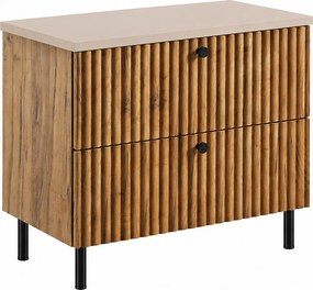 Szafka łazienkowa stojąca z blatem 80, dąb craft złoty + blat kaszmir, uchwyty w trzech kolorach, nogi czarne, 80 x 44,4 x 73,6 cm