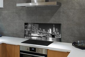 Panel szklany do Kuchni Nocna Panorama Mostu i Miasta