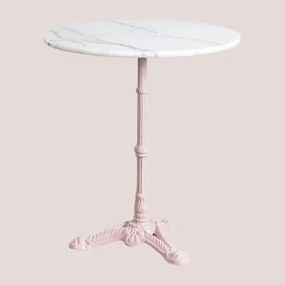 Okrągły Stolik Barowy Z Marmuru Moka Cotton Candy & Biały Marmur Guangxi & Ø70 Cm - Sklum