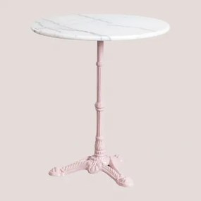 Okrągły Stolik Barowy Z Marmuru Moka Cotton Candy & Ø70 Cm - Sklum