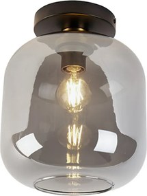Designerska lampa sufitowa czarna i złota z dymionym szkłem - Zuzanna