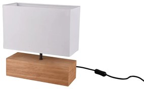 Biało-naturalna lampa stołowa z tekstylnym kloszem (wysokość 30 cm) Woody – Reality
