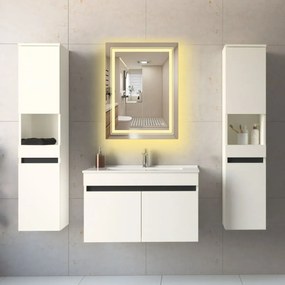 Lustro łazienkowe VERO 60x80cm srebrne z oświetleniem LED HALMAR