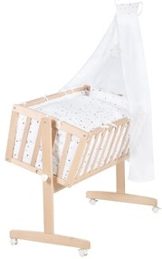 Kołyska z litego drewna bukowego na kółkach/z baldachimem 40x90 cm w naturalnym kolorze – Roba