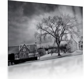 Obraz na szkle - czarno - biała wioska (70x50 cm)