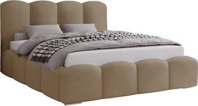 Łóżko do sypialni 200x200 cm Zenna - pojemnik, stelaż metalowy, aksamit - jasny brąz (Magic Velvet 2206)