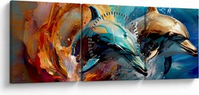 Obraz - Malowanie delfinów (z zegarem) (90x30 cm)