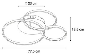 Inteligentna lampa sufitowa czarna 3-światłowa z pilotem - RondasDesignerski Oswietlenie wewnetrzne
