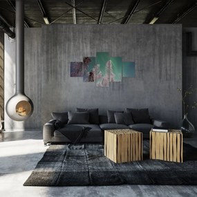 Obraz zorzy polarnej nad zamarzniętymi drzewami (125x70 cm)