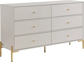 Komoda 6 szuflad - MDF i metal - Beżowa i złota - MILAVIA