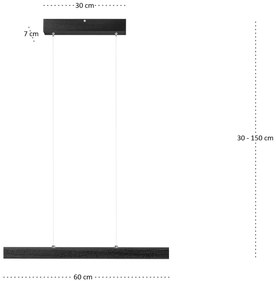 Czarna lampa wisząca LED 60 cm z drewna jesionowego L60KB-4K-SCHWARZ w