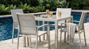 Krzesło ogrodowe aluminiowe beżowe 56x65x88 komfortowe wytrzymałe tarasowe