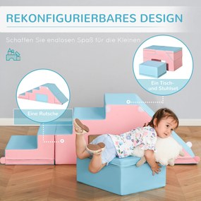 HOMCOM Zestaw klocków komplet 2 klocków dla dzieci w wieku 12-36 miesięcy EPE różowy + niebieski