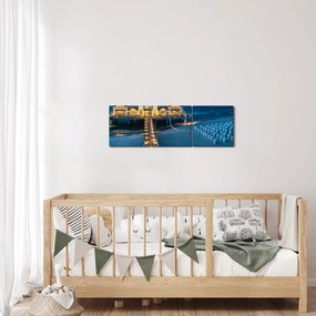 Obraz - hotel na plaży (z zegarem) (90x30 cm)