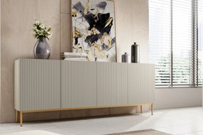Komoda Nicole 200 cm na metalowych nogach - kaszmir / złote nóżki