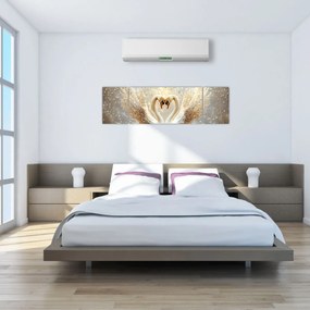 Obraz - Złote łabędzie (170x50 cm)