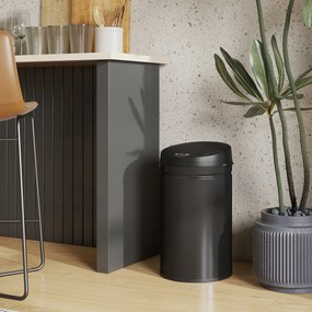 HOMCOM 30 Litrowy Kosz na Śmieci z Czujnikiem i Funkcją Soft-Close, Bezdotykowy Kosz na Odpady ze Stali Nierdzewnej do Higienicznych Kuchni