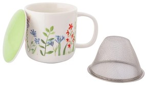 Altom Porcelanowy kubek z pokrywką i sitkiemNature Awakening 380 ml