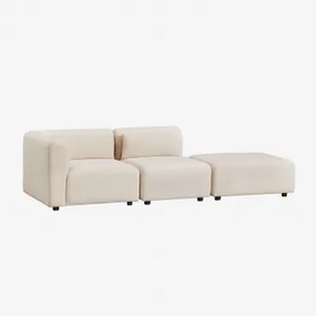 Sofa Modułowy Narożny 2-częściowy Z Pufem Fogler Sztruks Beż Lniany - Sklum