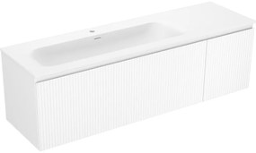 Mexen Rivel szafka łazienkowa 160 cm z umywalką Vela lewą, 1S, 1D, ryflowana, biała mat - 91A23-16047-3-BBFF01-W23L01