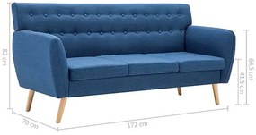 3-osobowa niebieska sofa pikowana - Lilia