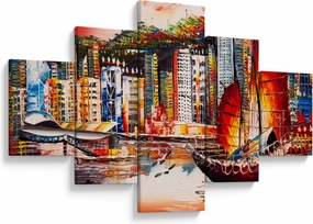 Obraz - Victoria Harbor, Hong Kong, obraz olejny (125x70 cm)