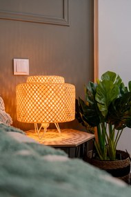 Lampa stołowa boho LIBY, bambusowa plecionka, Ø 25 cm