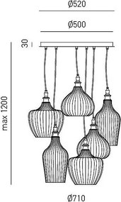 Cleofe - lampa wisząca z 6 żarówkami w kolorze matowej bieli z opalowym białym szkłem - 6XE27 max 6X60W, elegancki nowoczesny design, IP20