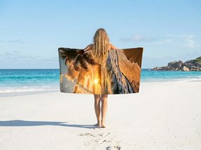 Szybkoschnący ręcznik plażowy SUNSETA kolorowy 70 x 140 cm, 100% mikrofibra