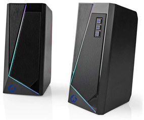 Nedis GSPR31020BK - ZESTAW 2x Głośnik gamingowy LED RGB 18W/5V
