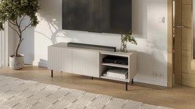 PAXOS RTV-1 TV stolik RTV 150 cm,kaszmirowy nowoczesny ryflowane fronty