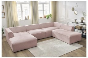 Różowy sztruksowy narożnik modułowy (prawostronny/w kształcie litery U) Megeve – Bobochic Paris