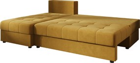 PROMOCJA Rozkładany dwustronny narożnik VENORIA SLIM 200x143 cm, musztardowy + 2 poduszki GRATIS II gatunek
