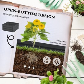 Outsunny Grządka z kratą podporową, skrzynka z podporą, otwarte dno, odporna na warunki pogodowe, 61 cm x 61 cm x 140 cm, ciemnoszary | Aosom PL