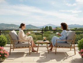 Meble balkonowe z aluminium (2 fotele + stolik) SERANO