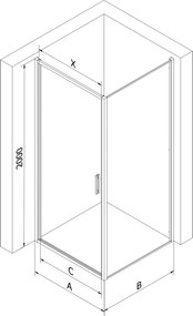 Mexen Exo kabina prysznicowa uchylna 85 x 85 cm, transparent, chrom - 817-085-085-01-00