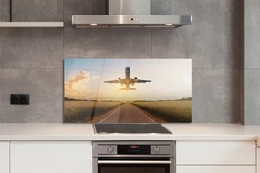 Panel nad Blat Kuchenny Samolot nad Miastem o Zmierzchu