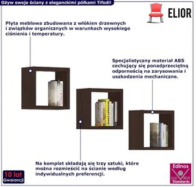 3 sztuki półek ściennych wenge - Tifodi