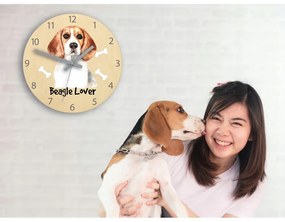 Zegar na ścianę cichy do pokoju dziecięcego drewniany nowoczesny piesek