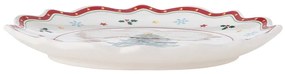 Czerwono-kremowy ceramiczny talerz do serwowania ze świątecznym motywem ø 17 cm Naive – Bloomingville